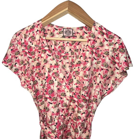 Juicy Couture women’s dress Pink Floral cap sleeve 100% silk size 6 - Picture 8 of 9